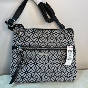 Rosetti Black and Gray Geometric Patterned Women's Bag
